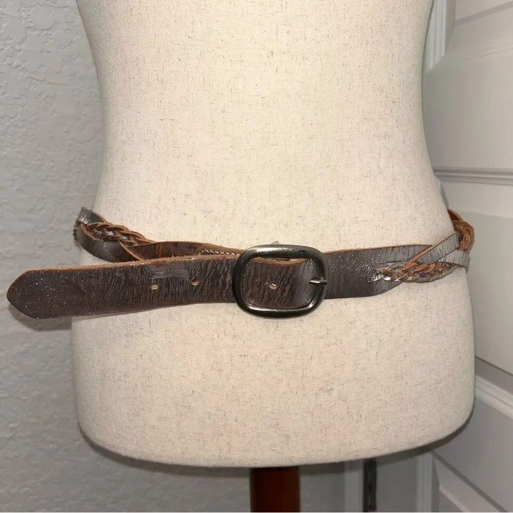 Fossil?Distressed Woven Braided Metallic Statement Belt